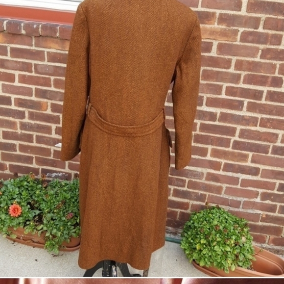 Vintage  tweedy double breasted wool Trench L- 1X NWT - Picture 3 of 16